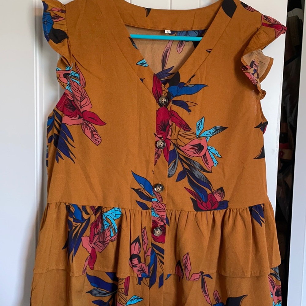 Rust floral peplum shirt